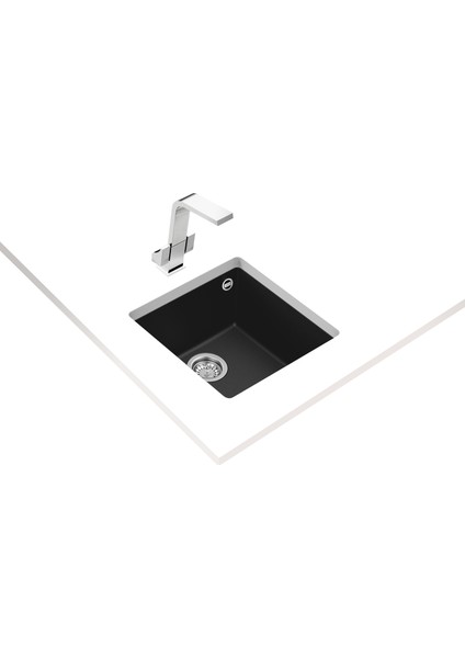 Square 40 x 40 Tg Tezgahaltı Siyah Granit Evye