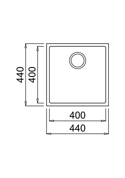 Square 40 x 40 Tg Tezgahaltı Siyah Granit Evye