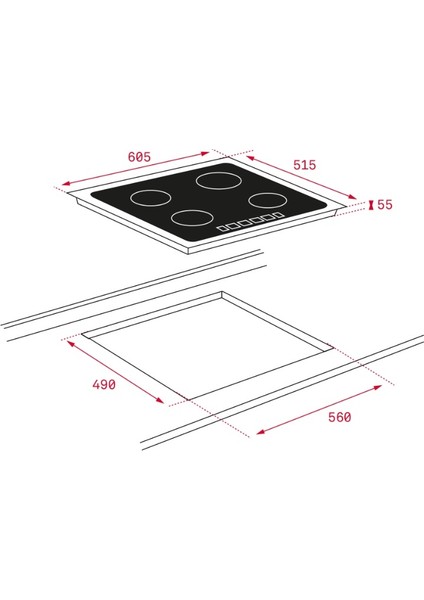 IT 6450 IKNOB Cam Seramik İndüksiyonlu Ocak 7400 W Siyah 60 cm 10210182