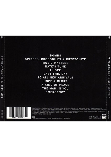 Faithless ‎– To All New Arrivals CD