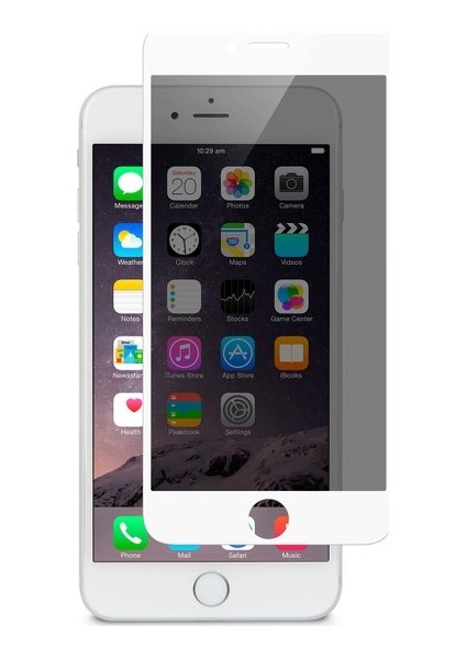 Apple iPhone 6 / 6s Hayalet Privacy Gizli 6D Ekran Koruyucu Cam - Beyaz