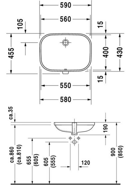 D-Code Tezgah Altı Lavabo Alpin Beyaz 56 x 40 cm