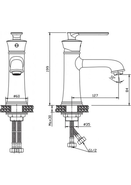 Siempre Tek Gövde Lavabo Bataryası Bronz