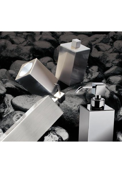 Square Metal Diş Fırçalık Krom