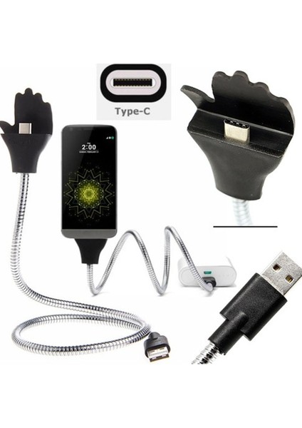Type-C Flexible Standlı Şarj ve Data Kablosu