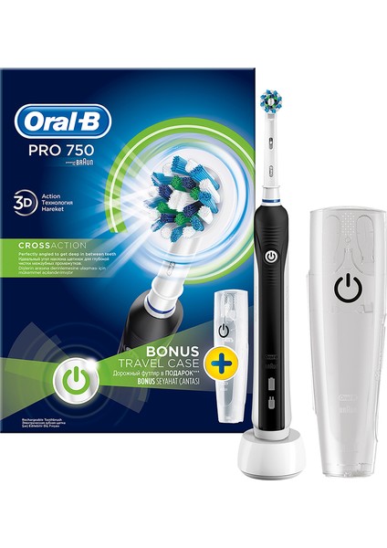 Pro 750 Siyah Şarj Edilebilir Seyahat Kabı Hediyeli Diş Fırçası