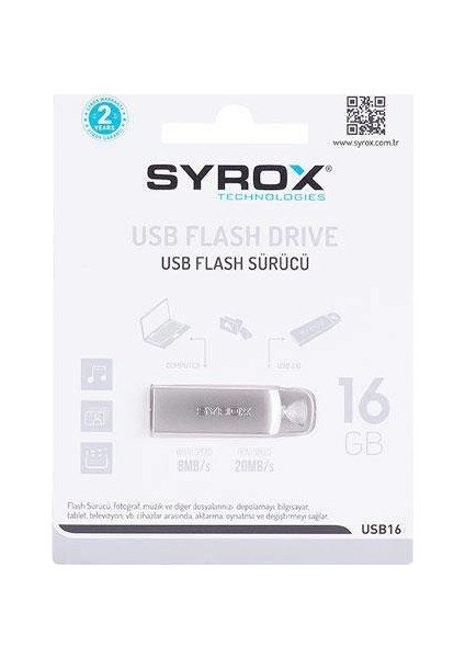 Metal 16GB Flash Bellek USB 2.0 UM16