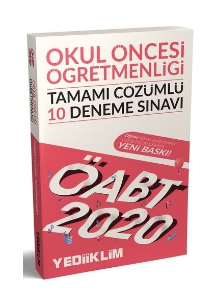 Yediiklim Yayınları 2020 ÖABT Okul Öncesi Öğretmenliği Tamamı Çözümlü 10 Deneme Sınavı