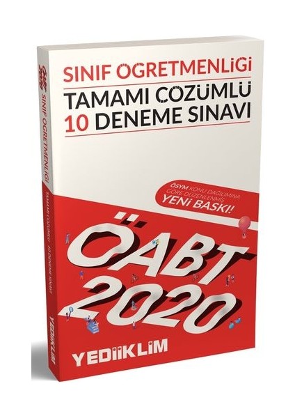 Yediiklim Yayınları 2020 KPSS ÖABT Sınıf Öğretmenliği Tamamı Çözümlü 10 Deneme Sınavı