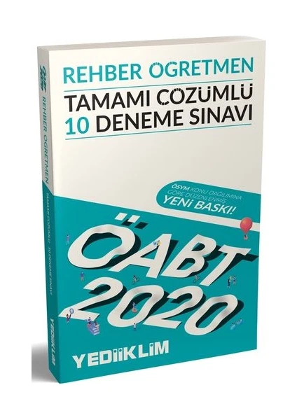 Yediiklim Yayınları 2020 KPSS ÖABT Rehber Öğretmen Tamamı Çözümlü 10 Deneme Sınavı