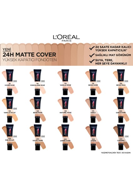 Infaillible 32H Matte Cover Yüksek Kapatıcı Fondöten - 260 Sıcak Alt Ton