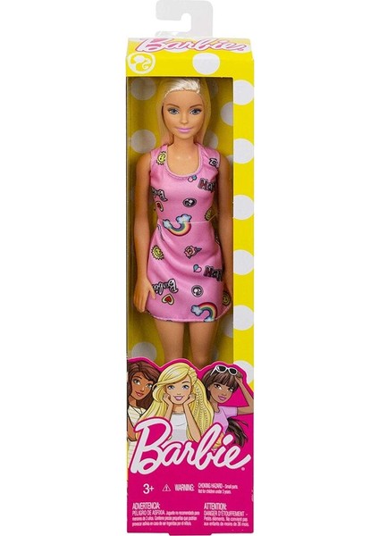 T7439 - FJF13 Pembe Elbiseli Sarı Saçlı Barbie Bebek
