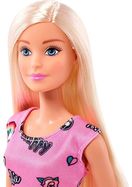 T7439 - FJF13 Pembe Elbiseli Sarı Saçlı Barbie Bebek