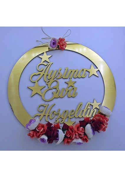 Pleksi Bebek Odası Gül Süslemeli Kapı Süsü