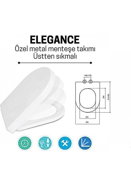 Güral Compact Klozet Uyumlu Yavaş Kapanır Klozet Kapağı