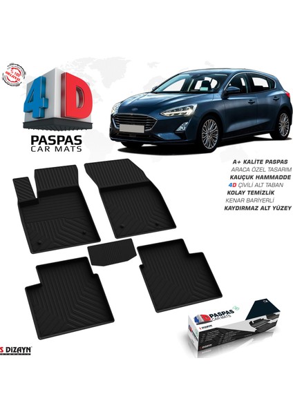 Ford Focus 4 HB 4D Havuzlu Paspas 2018 ve Üzeri A+Kalite