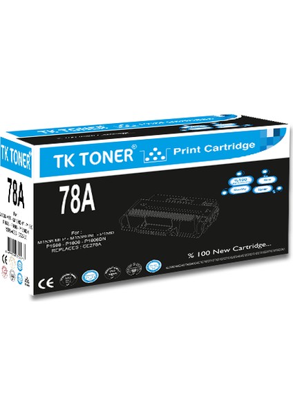 Toner Tk - 278A - CE278A P1560 - 1536 Toner 2000 Sayfa Siyah