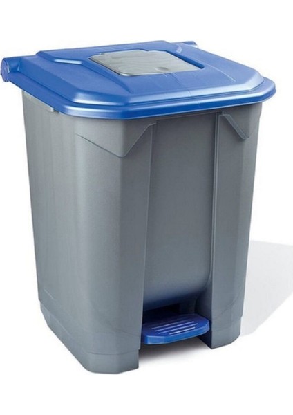 Konteyner Bahçe Çöp Kovası Tekerlekli Mavi Kapak 50 lt