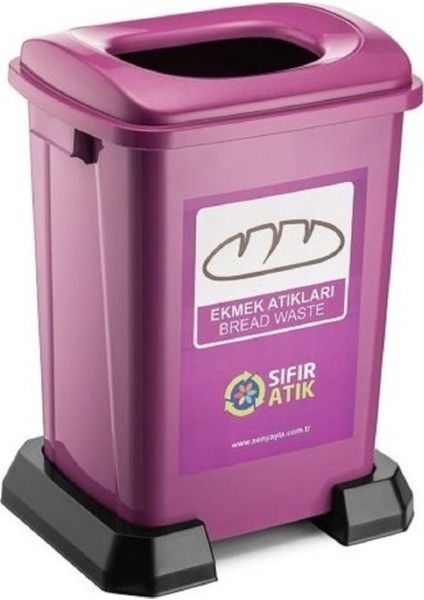 Sıfır Atık Geri Dönüşüm Kutusu Ekmek Artıkları Mor 50 lt