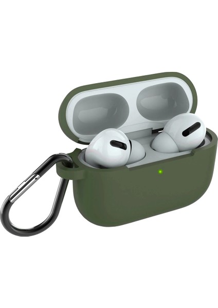 Airpods Pro Kılıf Mat Darbe Emici Profesyonel Termoplastik Kancalı Yeşil