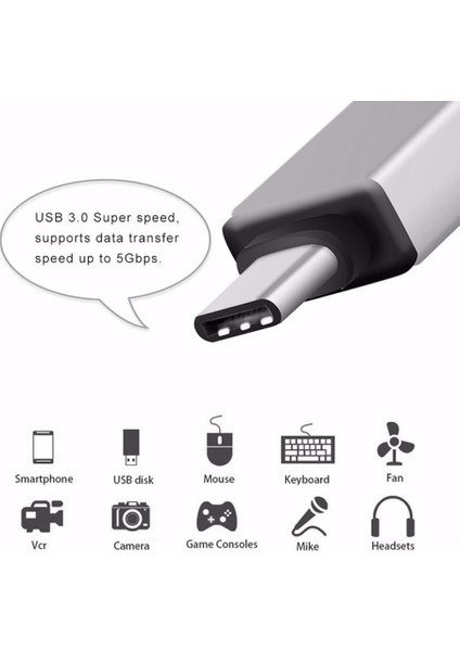 USB Dişi To Type-C Erkek Dönüştürücü Otg Çevirici Adaptör Metal