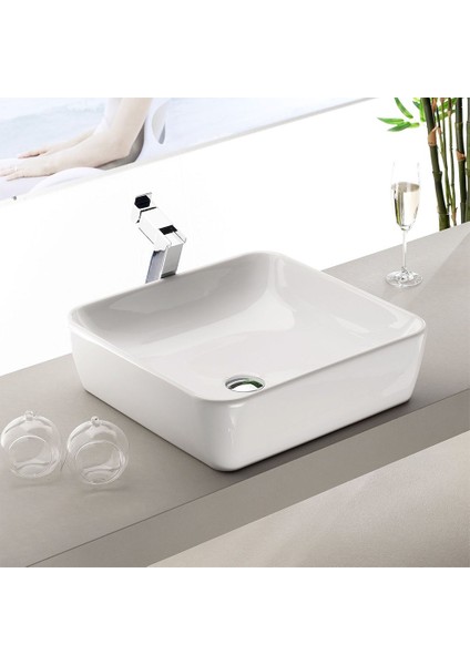 Cerastyle One Kare Çanak Tezgahüstü Lavabo 46*46 cm