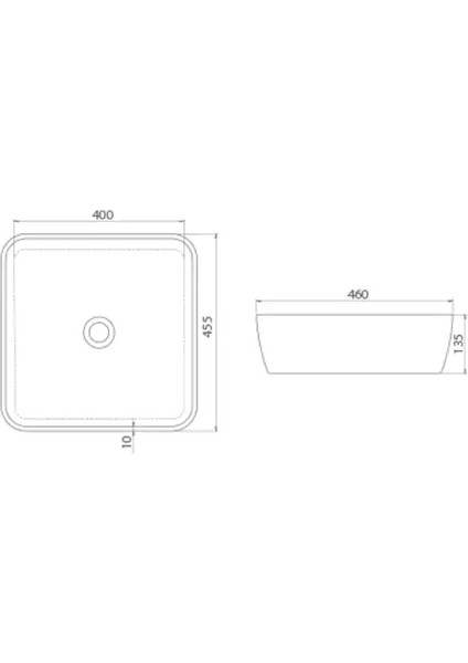 Cerastyle One Kare Çanak Tezgahüstü Lavabo 46*46 cm