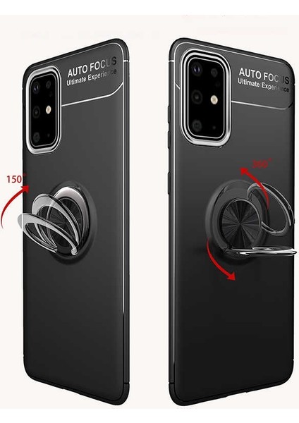 Case Street Samsung Galaxy A51 Kılıf Ravel Yüzüklü Mıknatıslı + Nano Glass Mavi