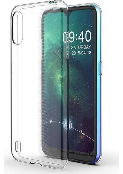 Samsung Galaxy A01 Kılıf Süper Silikon Koruma + Nano Glass Şeffaf