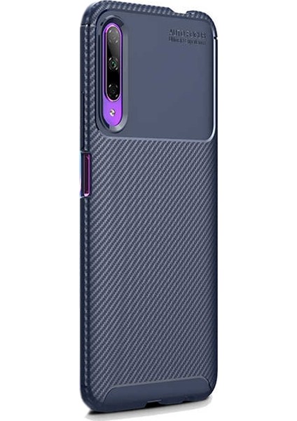 Huawei P Smart Pro 2019 Kılıf Negro Karbon Dizayn Silikon Lacivert