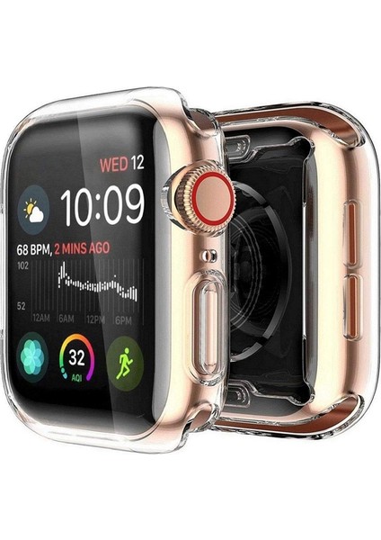 Apple Watch Uyumlu 4-5 44 mm Kılıf Önü Kapalı Şeffaf Silikon