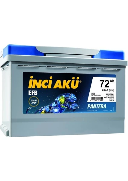 Akü 12V 72AH 680A Cca Efb Pantera Start-Stop Akü (Üretim Yılı: 2023)