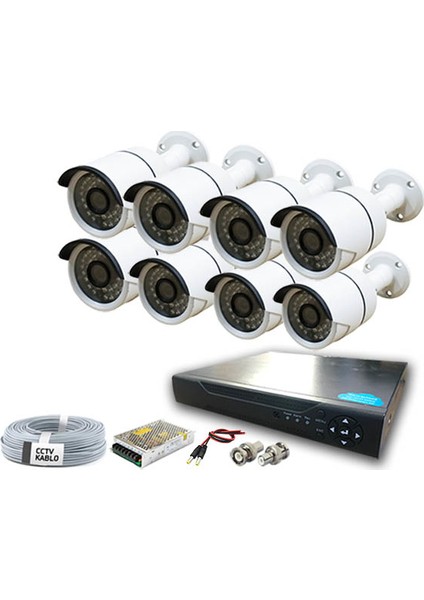 2 Mp 1080P Full Hd Ahd 8 Kameralı Güvenlik Kamera Seti BG-1418