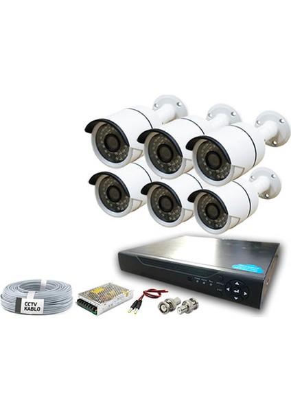 2 Mp 1080P Full Hd Ahd 6 Kameralı Güvenlik Kamera Seti BG-1416