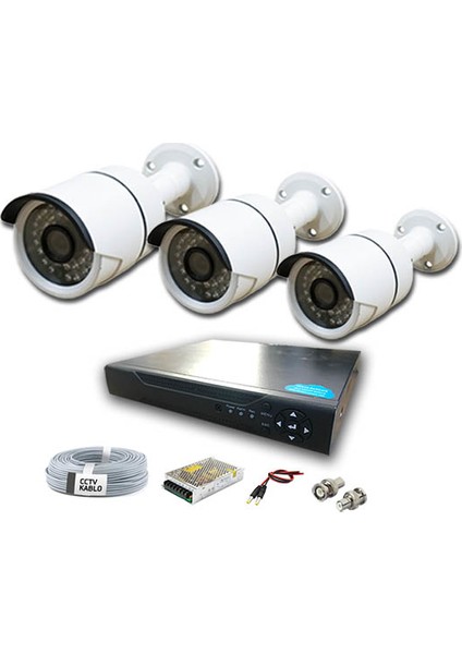 2 Mp 1080P Full Hd 3 Kameralı Ahd Güvenlik Seti BG-1413