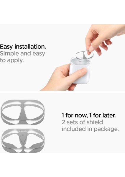 Apple AirPods 2/1 Nesil Uyumlu Kapak İçi Kir / Toz Önleyici Shine Shield Metal Silver (2 Adet) - ASD00213 fiyatları