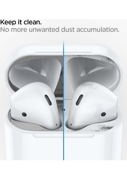 Apple AirPods 2/1 Nesil Uyumlu Kapak İçi Kir / Toz Önleyici Shine Shield Metal Silver (2 Adet) - ASD00213 indirimleri