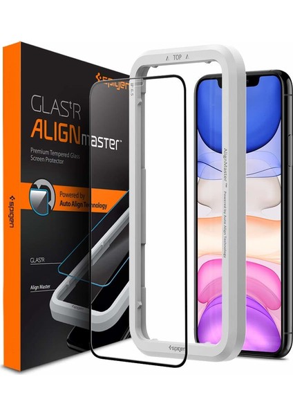 iPhone 11 Pro / iPhone XS / iPhone X Cam Ekran Koruyucu Kolay Kurulum AlignMaster Full Cover Black / Siyah - AGL00114