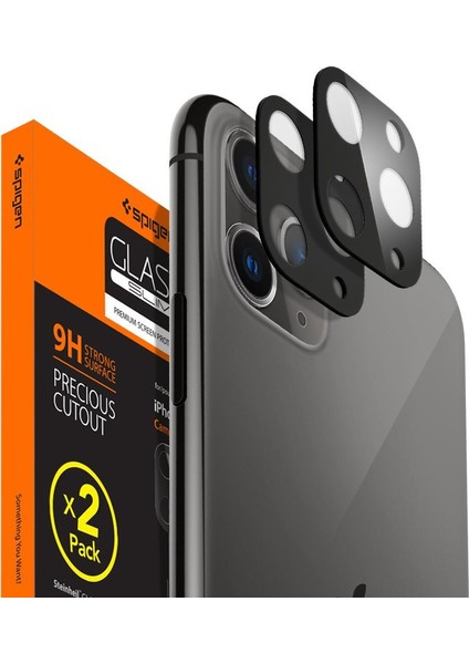 iPhone 11 Pro Max / 11 Pro Kamera Lens Cam Ekran Koruyucu Full Cover (2 Adet) Black