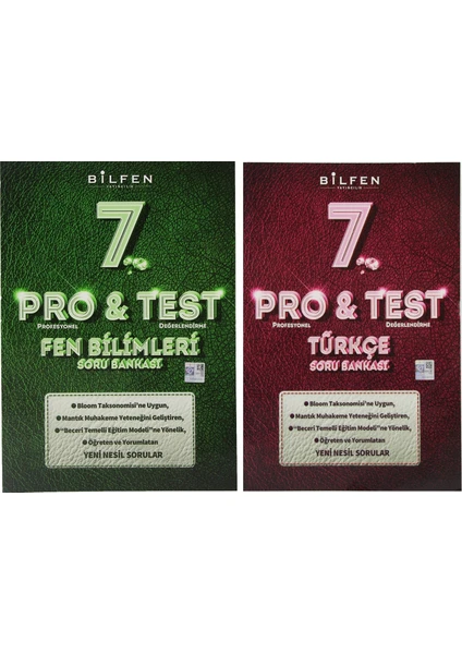 Bilfen Yayınları 7. Sınıf Pro & Test Fen Bilimleri Türkçe Soru Bankası Seti 2 Kitap