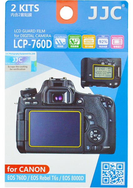 LCP-760D LCD Ekran Koruyucu Film 2'li Paket Canon 800D 760D 750D 700D 650D
