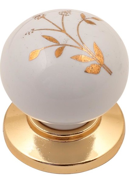 Sude Porselen Kulp Altın Altın Çiçekli Düğme 2'li