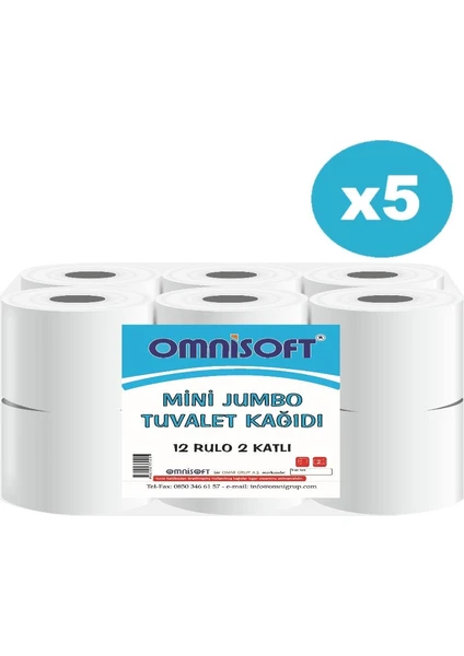 Mini Jumbo Tuvalet Kağıdı 5 Koli 60 Rulo