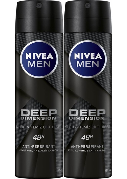 Men Deep Dimension Sprey Deodorant 150 ml x 2 Adet