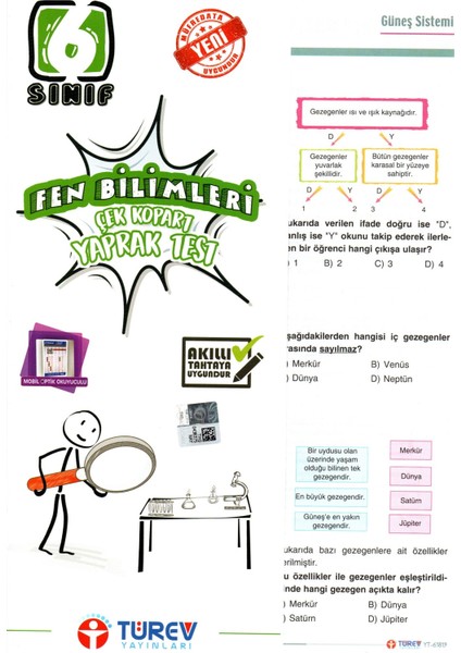 Türev Yayınları 6. Sınıf Fen Bilimleri Çek Kopar Yaprak Test