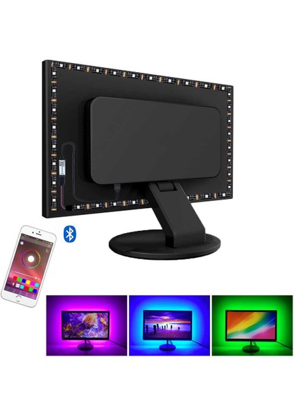 Triline  Tv Arkası Bluetooth Rgb Usb Led Şerit Aydınlatma 16 Renk 1 m