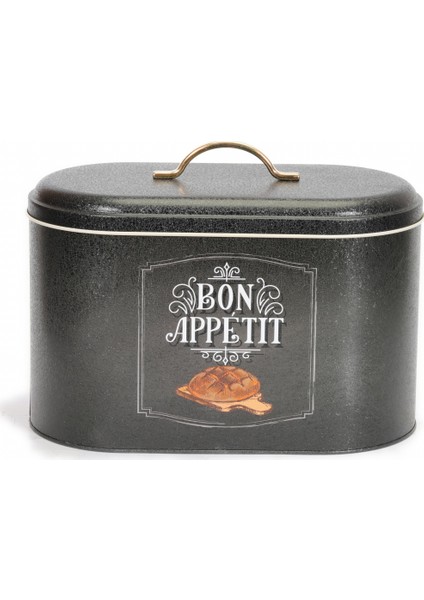 Bon Appetit Desenli Metal Ekmek Sepeti 11 lt - Siyah