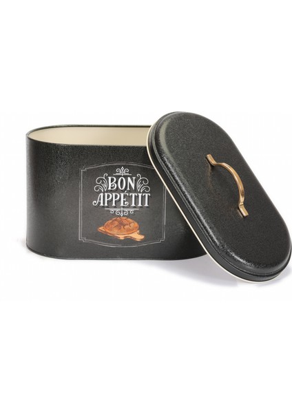 Bon Appetit Desenli Metal Ekmek Sepeti 11 lt - Siyah fırsatları