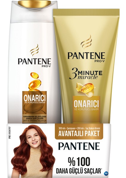 Onarıcı Koruyucu Bakım 300 ml Şampuan + 3 Minute Miracle Saç Bakım Kremi 200 ml Onarıcı ve Koruyucu Bakım