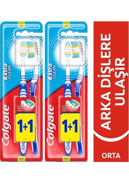 Extra Clean Diş Fırçası Orta 1+1 x 2 Adet